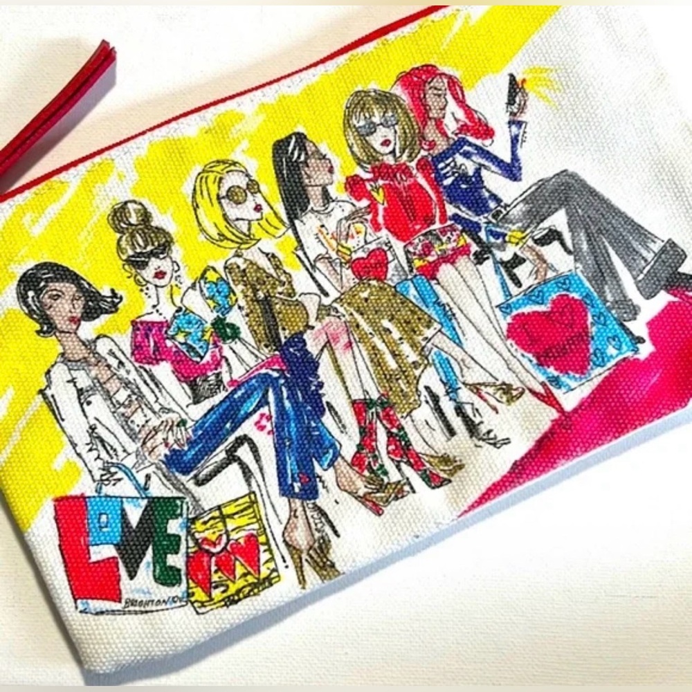 Brighton Multicolor Fashion-Illustration Canvas Cosmetic Pouch
